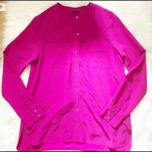 Vince Pink Silk Popover Blouse